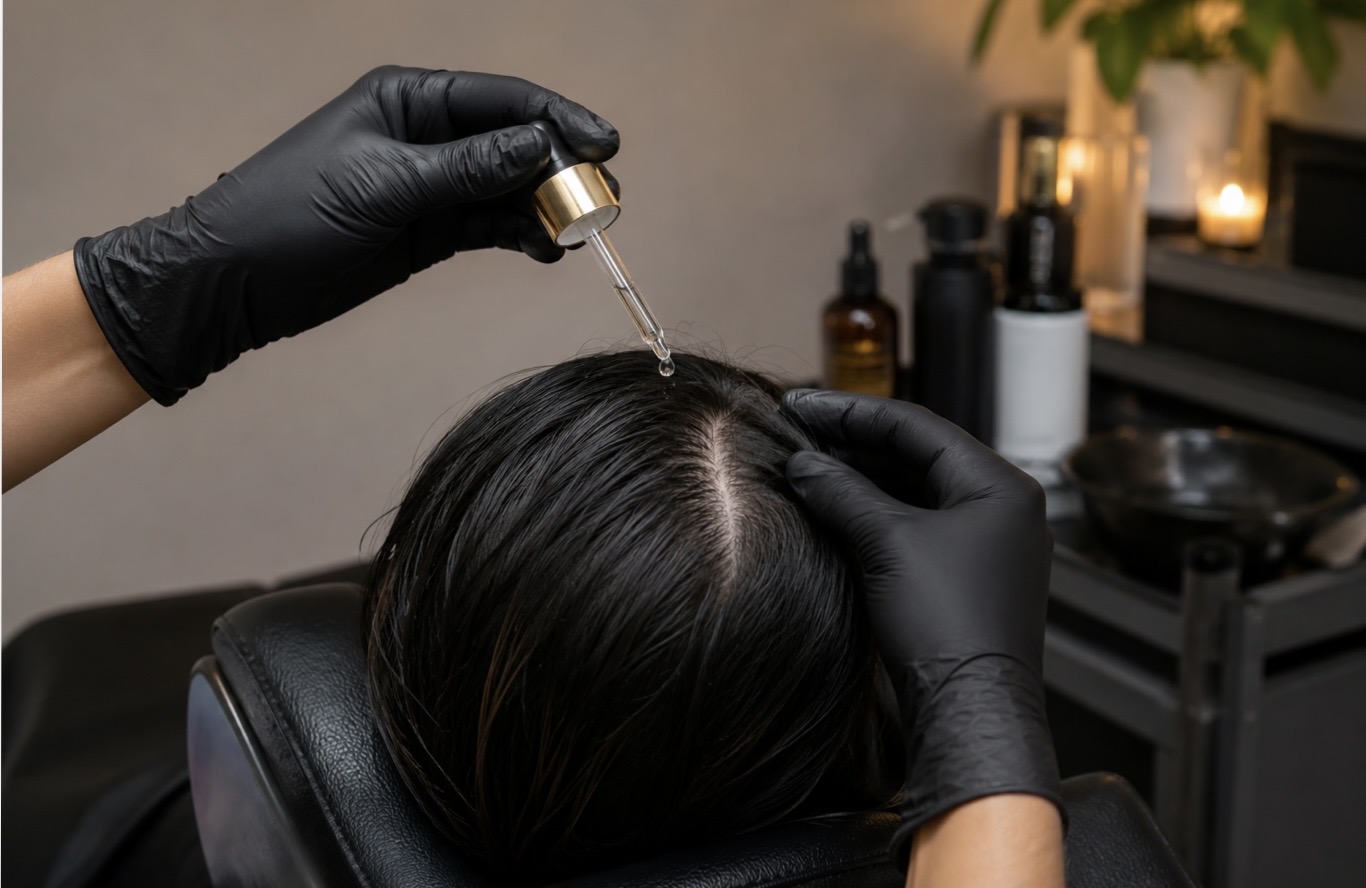Close-up of a precision haircut, highlighting a clean fade and textured top.